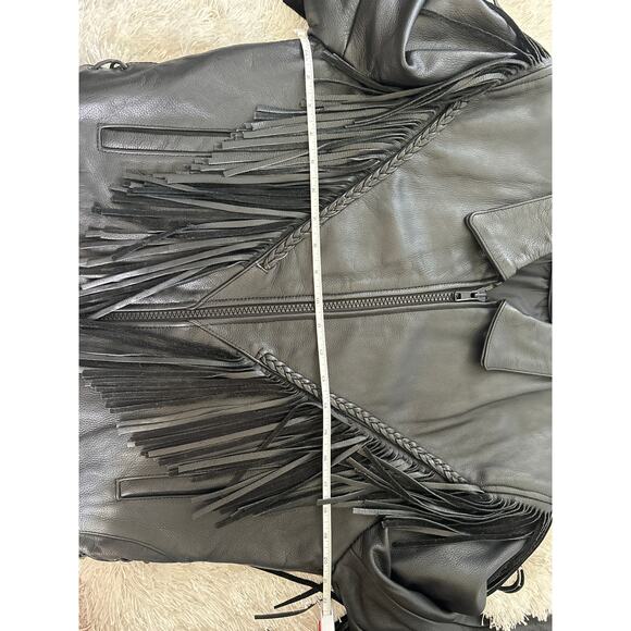Vintage Black Leather Fringe Jacket | Size Medium | Western Biker Rodeo Boho - Picture 12 of 12